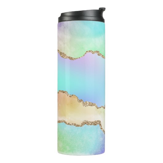 Holo Agate | Imitate Iridescent Pastel Ombre Marmo Thermosbecher (Nach links gedreht)