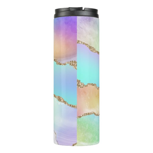 Holo Agate | Imitate Iridescent Pastel Ombre Marmo Thermosbecher (Rückseite)