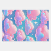 Holo Fluffy Pastel Clouds Geschenkpapier Set (Vorderseite)