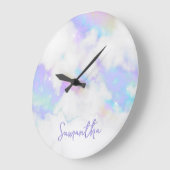 Holo Glam Marble Name Große Wanduhr (Winkel)