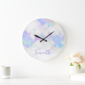 Holo Glam Marble Name Große Wanduhr (Zuhause)