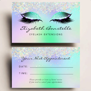 Holo Glitter Augen Grün Lila Verabredung Visitenkarte