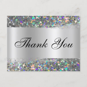 Holo Glitter Kante Silberfolie Gradient Danke Postkarte