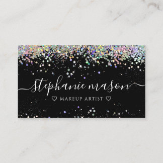 Holo Glitter Makeup-Artist Schwarze Visitenkarte Telefonnummerkarte