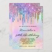 Holo Glitter Rainbow Drips 30th Birthday Einladung (Vorne/Hinten)