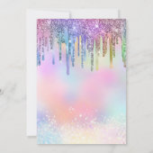 Holo Glitter Regenbogen-Tropfen 30. Geburtstag Einladung (Rückseite)