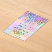 Holo Glitter Regenbogen-Tropfen 40. Geburtstag Acryleinladungen (Ablage )