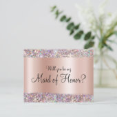 Holo Glitzer Edge Pastel Rose Postkarte (Stehend Vorderseite)