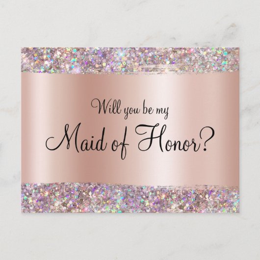 Holo Glitzer Edge Pastel Rose Postkarte (Vorderseite)