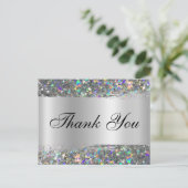 Holo Glitzer Edge Silver Foil Gradient Vielen Dank Postkarte (Stehend Vorderseite)