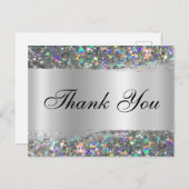 Holo Glitzer Edge Silver Foil Gradient Vielen Dank Postkarte (Vorne/Hinten)