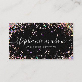 Holo Glitzer Makeup Artist Black Business Card Telefonnummerkarte