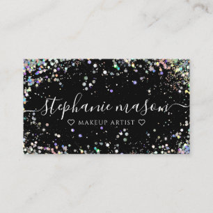 Holo Glitzer Makeup Artist Black Business Card Telefonnummerkarte