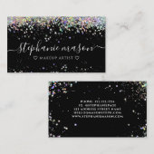 Holo Glitzer Makeup Artist Black Business Card Telefonnummerkarte (Vorne/Hinten)