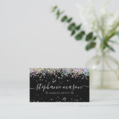 Holo Glitzer Makeup Artist Black Business Card Telefonnummerkarte (Stehend Vorderseite)