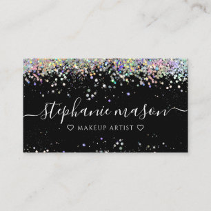 Holo Glitzer Makeup Artist Black Business Card Telefonnummerkarte