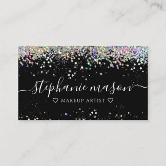 Holo Glitzer Makeup Artist Black Business Card Telefonnummerkarte