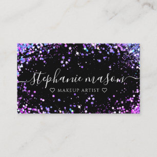 Holo Glitzer Makeup Artist Black Business Card Telefonnummerkarte