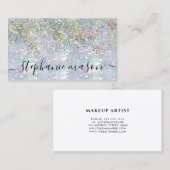 Holo Glitzer Makeup Artist Silver Business Card Telefonnummerkarte (Vorne/Hinten)