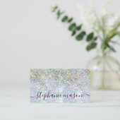 Holo Glitzer Makeup Artist Silver Business Card Telefonnummerkarte (Stehend Vorderseite)