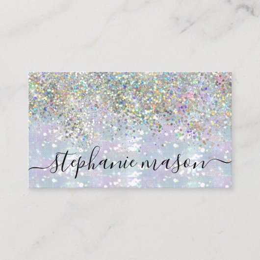 Holo Glitzer Makeup Artist Silver Business Card Telefonnummerkarte (Vorderseite)