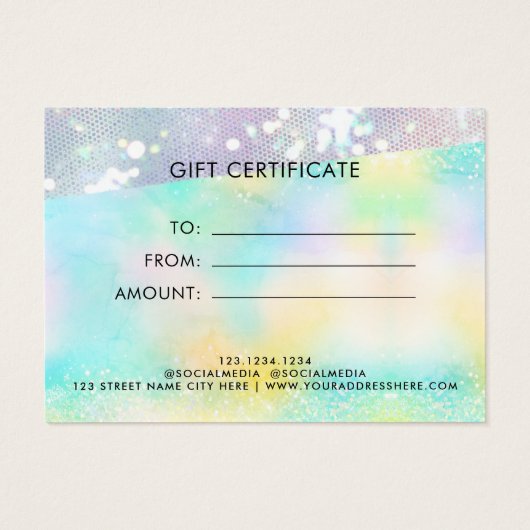 Holo Glitzer Pastel Modern Certificate - Geschenkk (Rückseite)