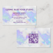 Holo Marble Glam Minimalistischer moderner QR-Code Visitenkarte (Vorne/Hinten)