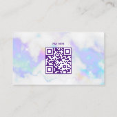 Holo Marble Glam Minimalistischer moderner QR-Code Visitenkarte (Rückseite)