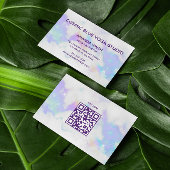 Holo Marble Glam Minimalistischer moderner QR-Code Visitenkarte