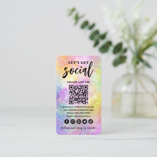 Holo Opal Stylischer QR Code Connect mit unserem T Visitenkarte (Stehend Vorderseite)