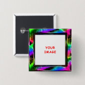 Holo Rainbow Artistic Border Foto Button (Vorne & Hinten)