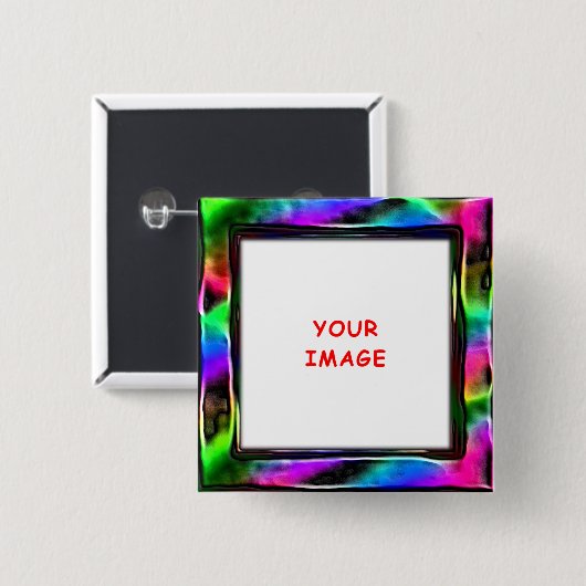 Holo Rainbow Artistic Border Foto Button (Vorne & Hinten)