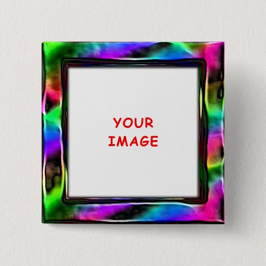 Holo Rainbow Artistic Border Foto Button (Vorderseite)