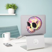 Holo skully vinylly aufkleber (Laptop auf Schreibtisch)