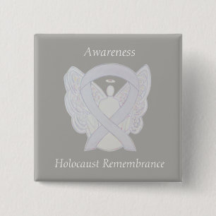 Holocaust-Erinnerungsgedanken Weißes Band-Button Button