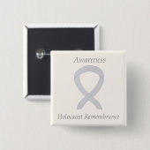 Holocaust-Erinnerungsgedanken Weißes Band-Button Button (Vorne & Hinten)
