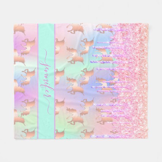 Holodraphe-Namensskript für Tropfen des Rosa Glitz Fleecedecke (Vorderseite (Horizontal))