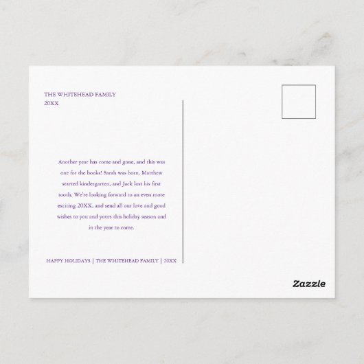 Holografie Glow Glitzer Frame Foto Happy Neujahr Postkarte (Rückseite)