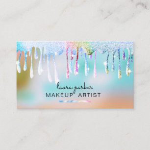Holografie-Tropfen Glitzer Unicorn Makeup Artist Visitenkarte