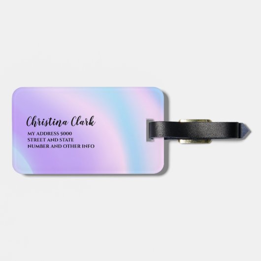 Holografisch einfach minimal Moderne Elegante Cust Gepäckanhänger (Rückseite horizontal)