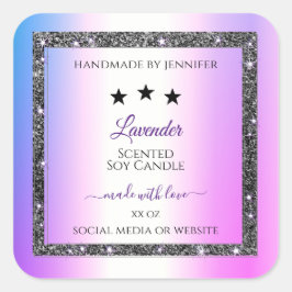 Holografisch farbige Silber-Glitzer-Produktetikett Quadratischer Aufkleber