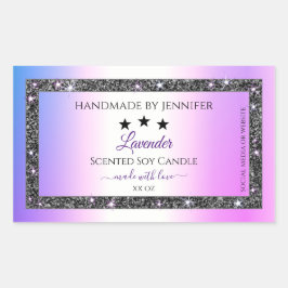 Holografisch farbige Silber-Glitzer-Produktetikett Rechteckiger Aufkleber