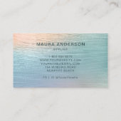 Holografisch gebürstetes Aquamarin modernes Monogr Visitenkarte (Rückseite)