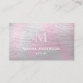 Holografisch gebürstetes Rosa Modernes Monogramm-E Visitenkarte (Vorderseite)