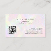 Holografisch-Polnischer Nagelkünstler QR Code Pink Telefonnummerkarte (Rückseite)
