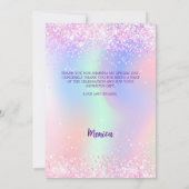 Holografisch rosa Foto Geburtstag danke Karte (Rückseite)