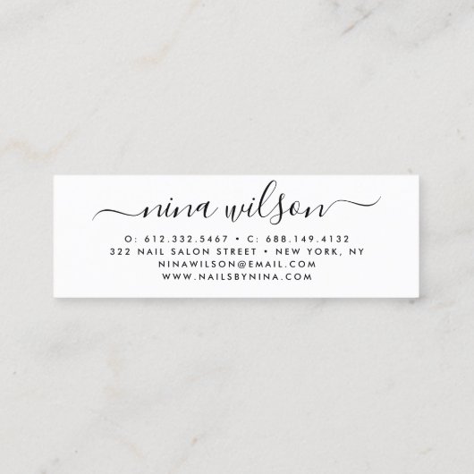 Holografisch rosa Glitzer-Chic-Skriptsignatur Mini Visitenkarte (Rückseite)