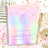 holografisch rosa Glitzer des Sketchbuchs motivier Notizblock