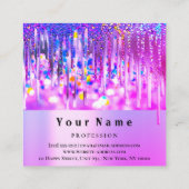 Holografisch rosa Glitzer-Tropfen für benutzerdefi Quadratische Visitenkarte (Rückseite)
