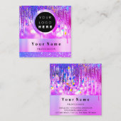Holografisch rosa Glitzer-Tropfen für benutzerdefi Quadratische Visitenkarte (Vorne/Hinten)